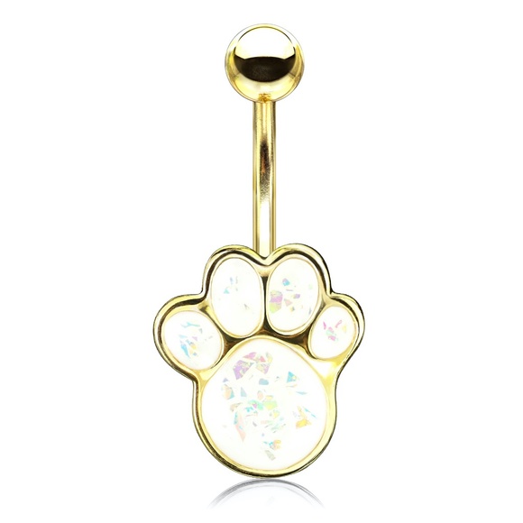 Jewelry - Sparky Puppy Paw Opal Glitter Belly Ring